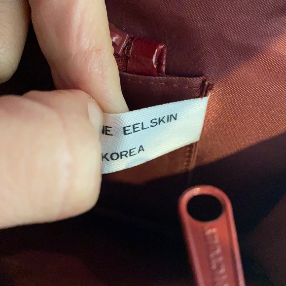 Vintage eel skin leather purse shoulder clutch red - Picture 5 of 15